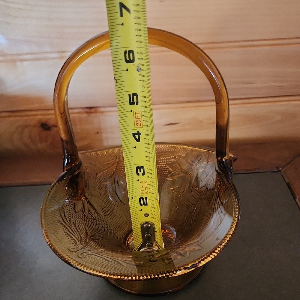 Brown Glass Accent Basket with Vintage Decor - Picture 8 of 8